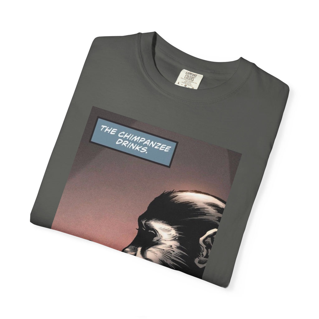 Chimpanzee Drinking Whiskey T-Shirt | Retro Comic Ape Illustration