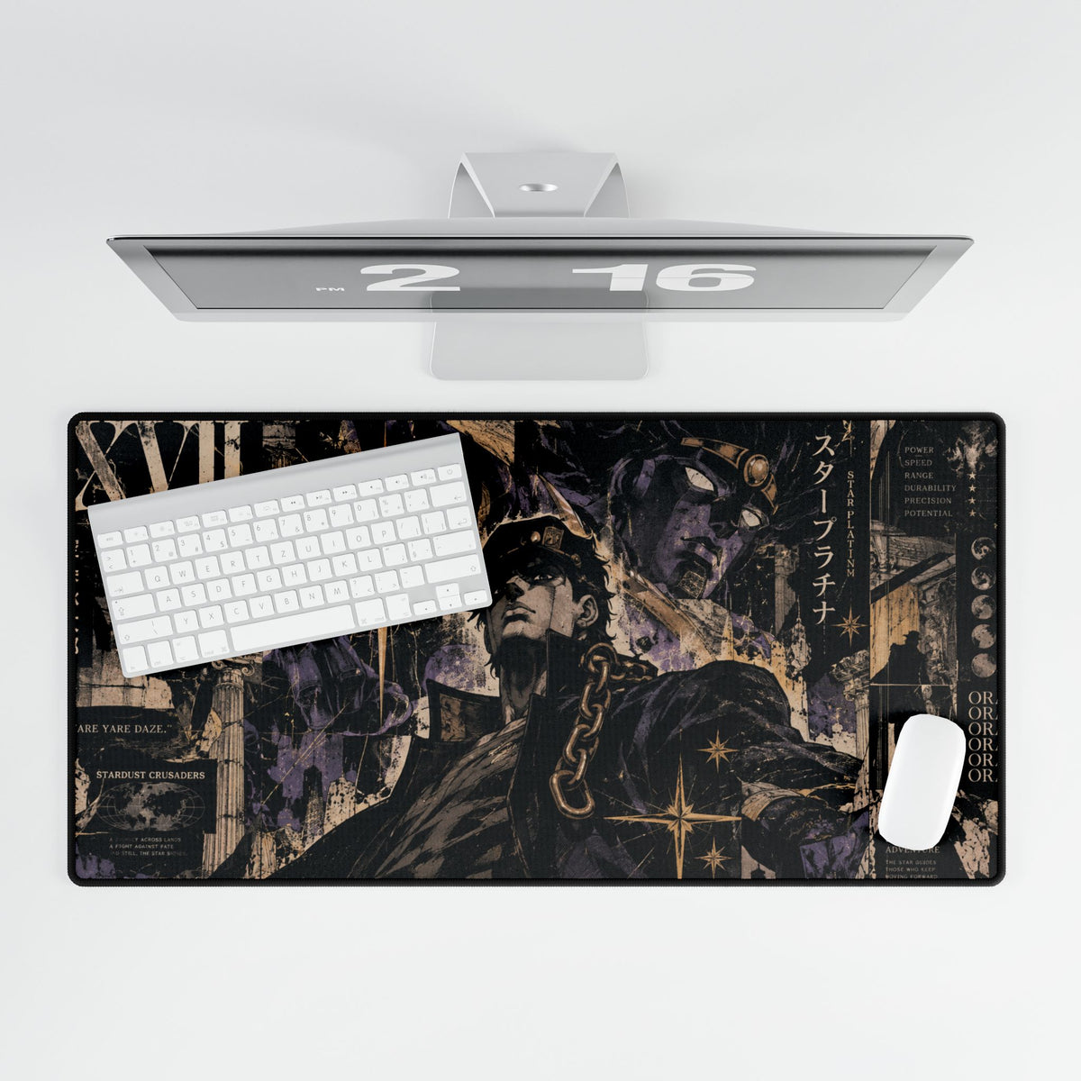 The Star Tarot Desk Mat | Star Platinum Inspired Mouse Pad | Stardust Anime Gaming Deskmat | Manga Tarot Art