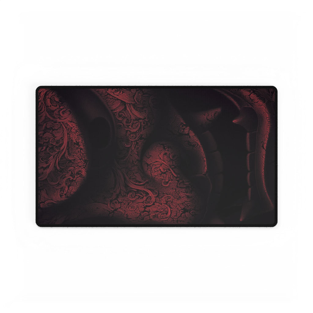 Red Velvet Oni Pattern Desk Mat | Large Gaming Mousepad