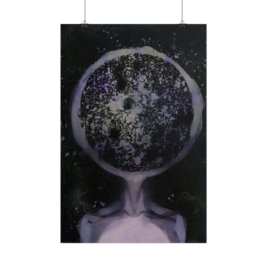 Disco Elysium Inland Empire Surreal Moon Head Rolled Poster | Cosmic Skeleton Wall Decor