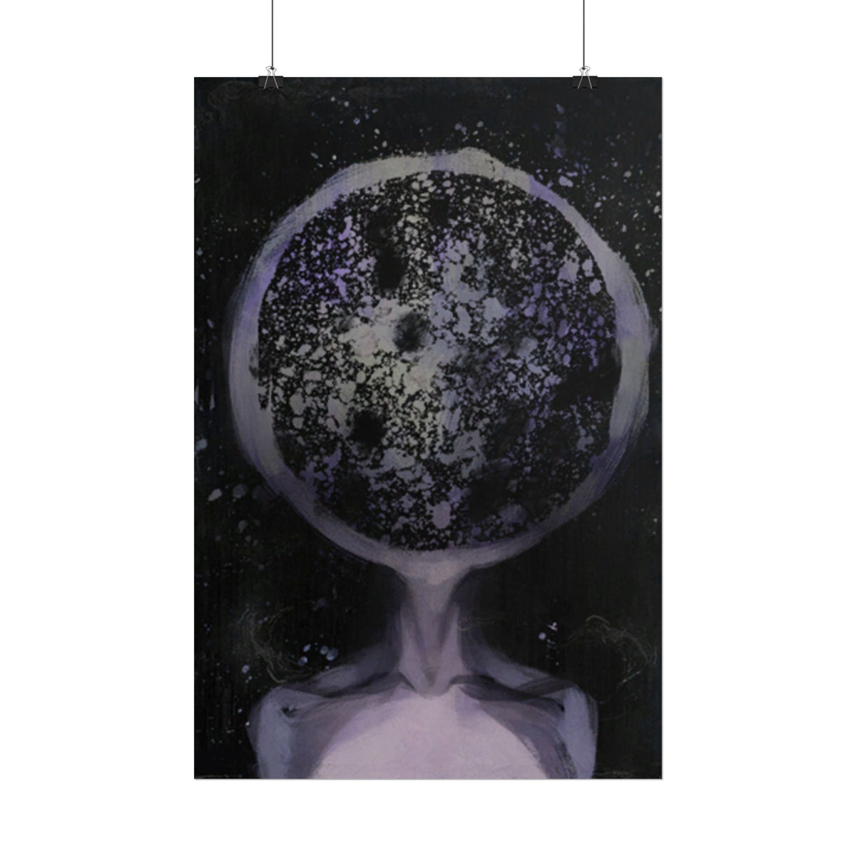 Disco Elysium Inland Empire Surreal Moon Head Rolled Poster | Cosmic Skeleton Wall Decor