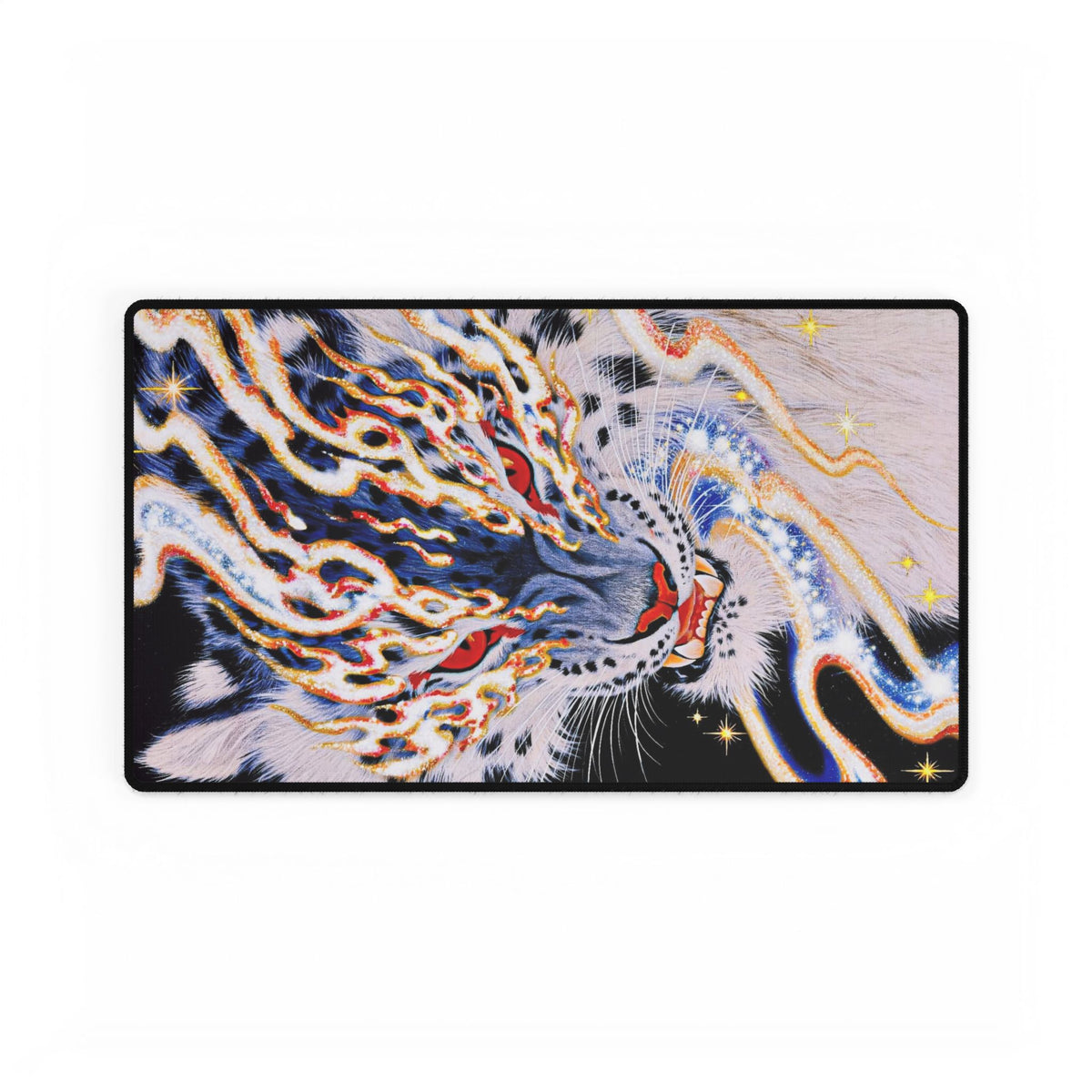 Flaming Tiger Head Desk Mat | Large Gaming Mousepad