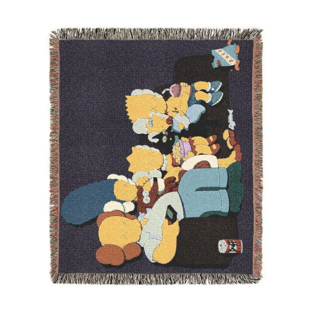 Simpsons Family Movie Night Woven Blanket | TV Cartoon Throw