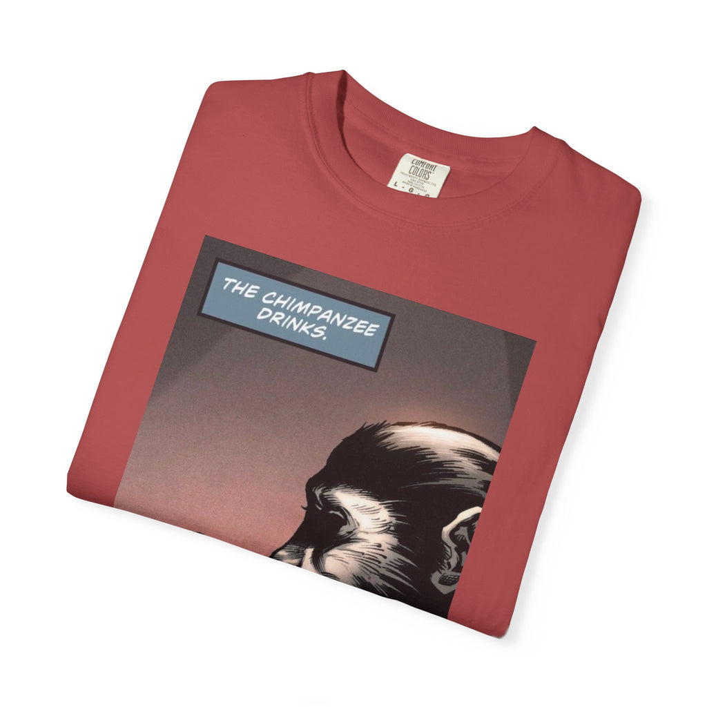 Chimpanzee Drinking Whiskey T-Shirt | Retro Comic Ape Illustration