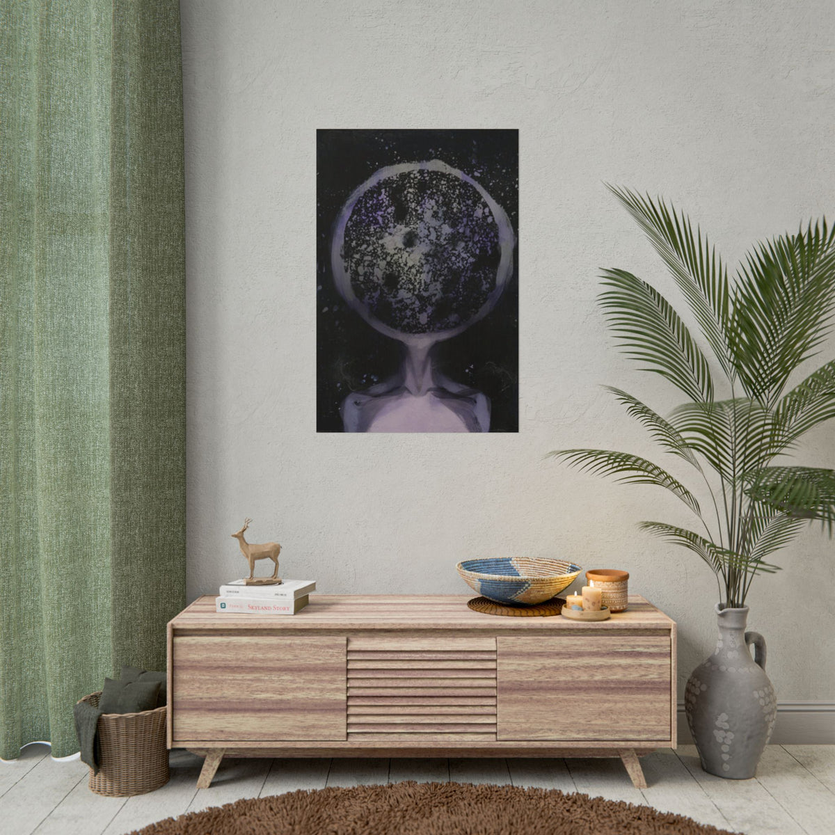 Disco Elysium Inland Empire Surreal Moon Head Rolled Poster | Cosmic Skeleton Wall Decor