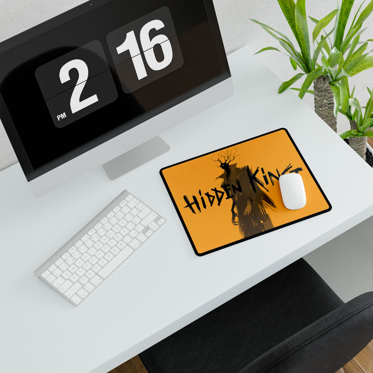 Deadlock Hidden King silhouette Desk Mat | orange gaming mouse pad