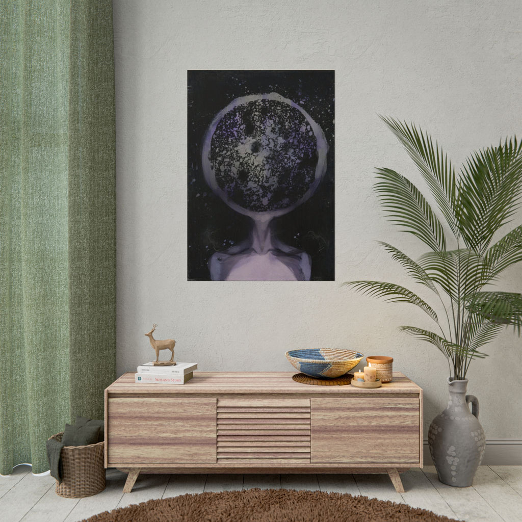 Disco Elysium Inland Empire Surreal Moon Head Rolled Poster | Cosmic Skeleton Wall Decor
