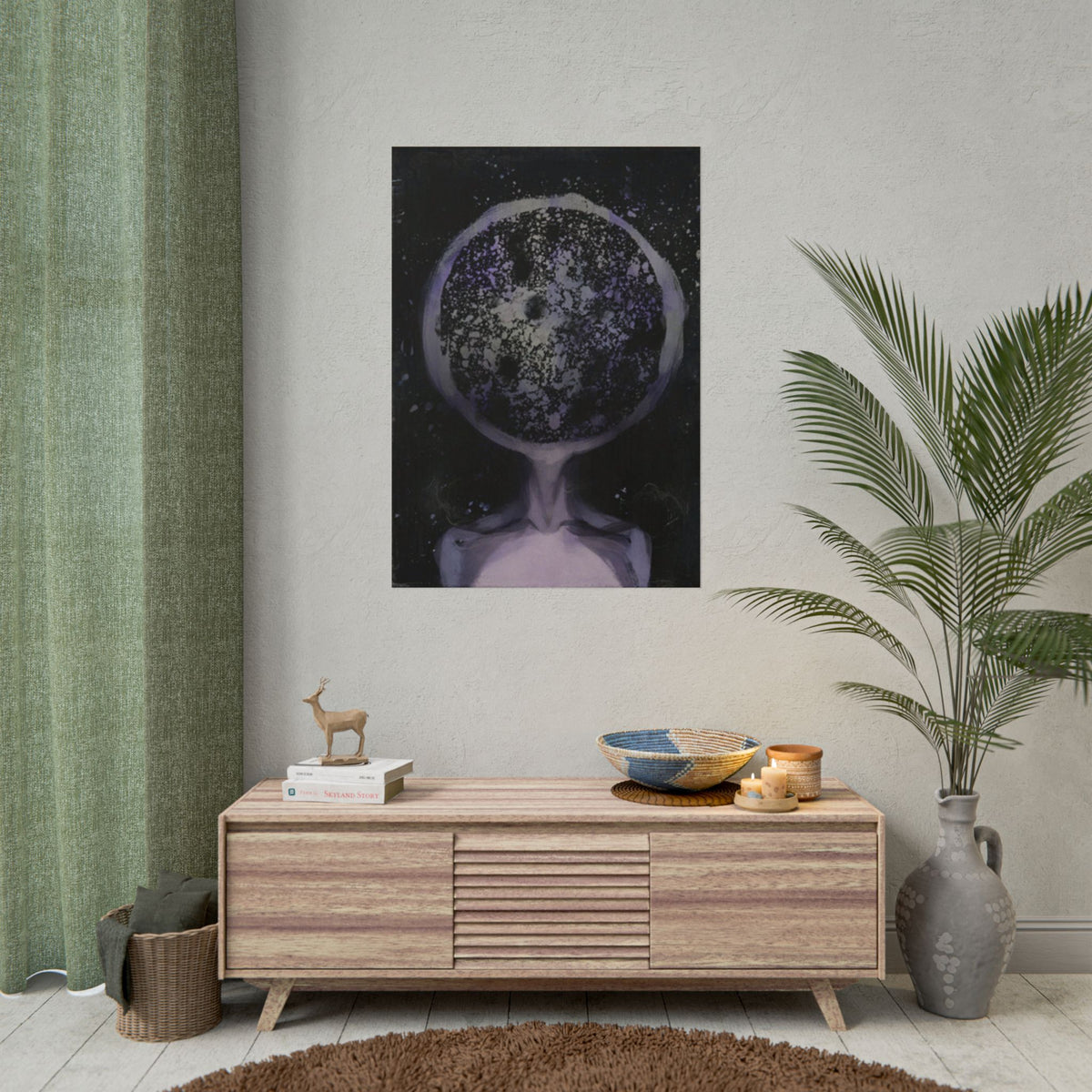 Disco Elysium Inland Empire Surreal Moon Head Rolled Poster | Cosmic Skeleton Wall Decor