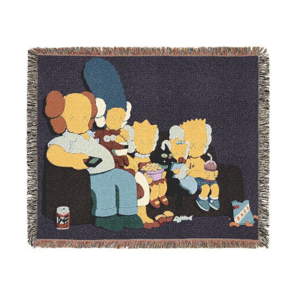 Simpsons Family Movie Night Woven Blanket | TV Cartoon Throw