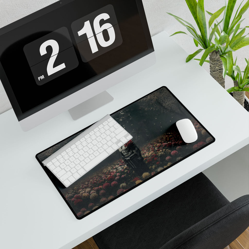 Mahoraga Gothic Garden Desk Mat — Surreal Floral Nightscape Mouse Pad