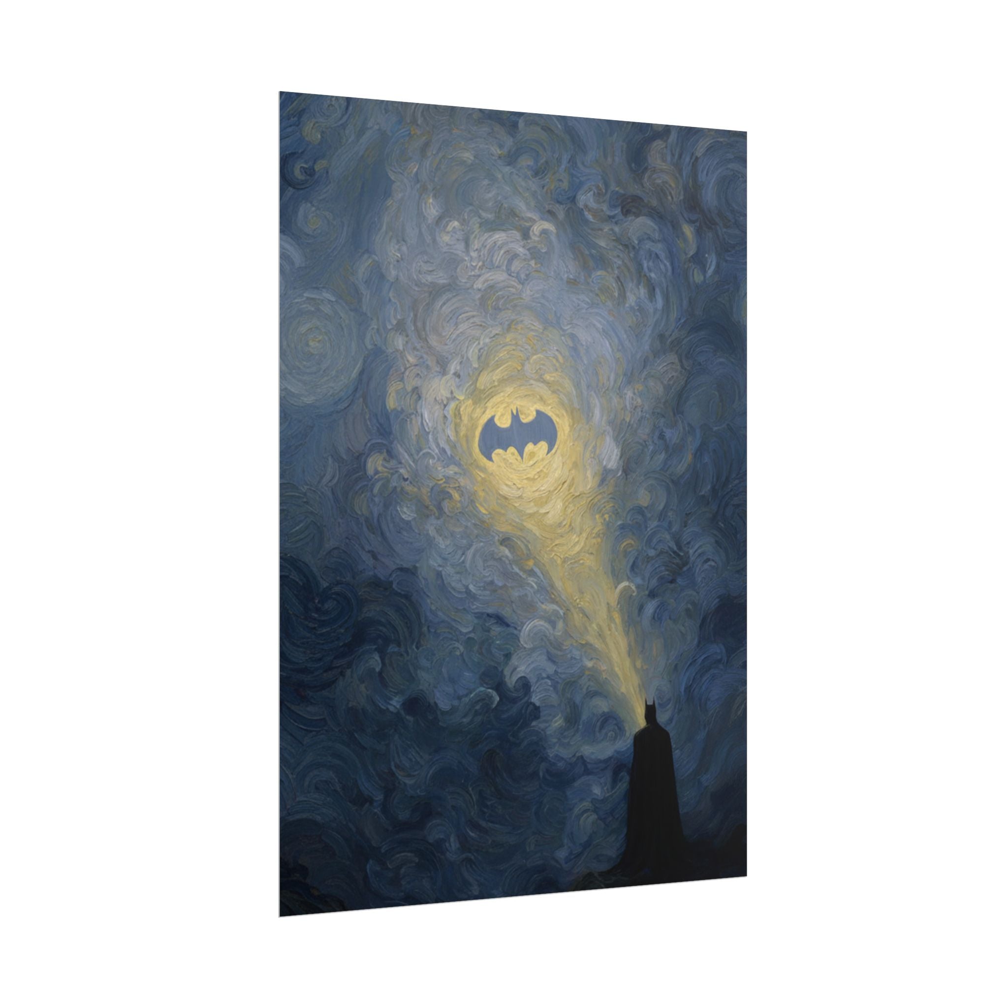 Bat Signal Starry Night Rolled Poster | Night Sky, Lighthouse Silhouette