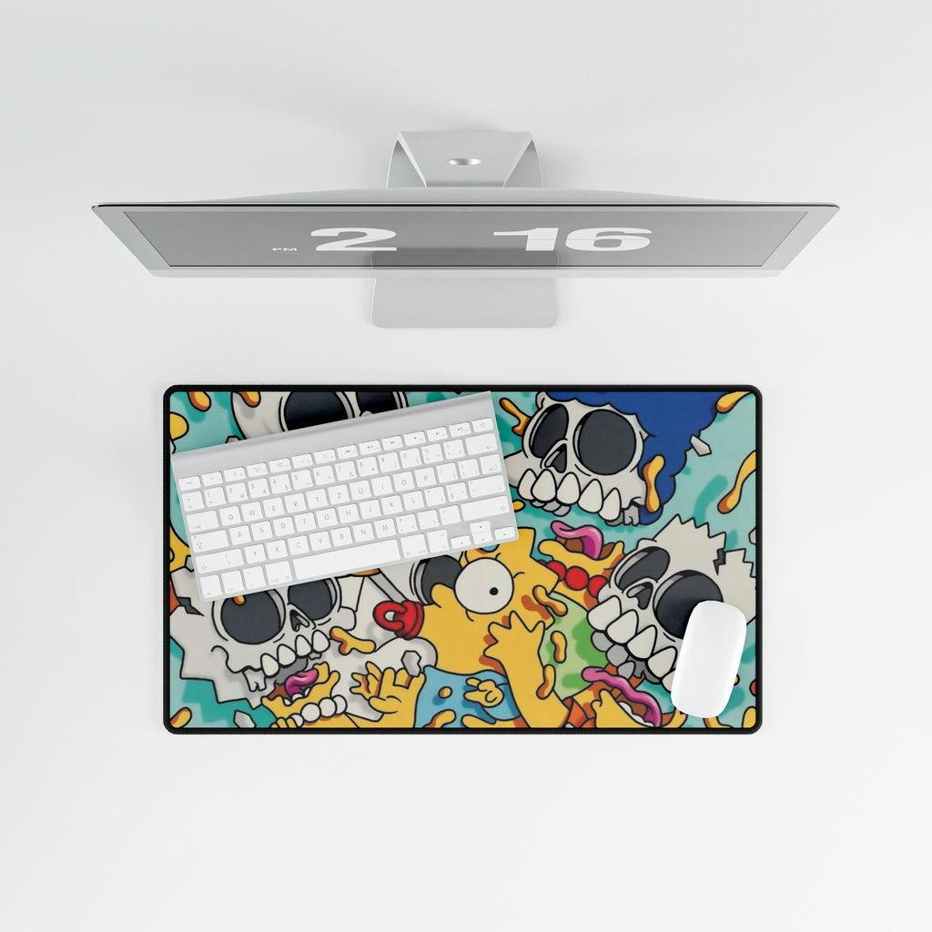 Cartoon Skull Mashup Desk Mat | Colorful Horror Pop Art