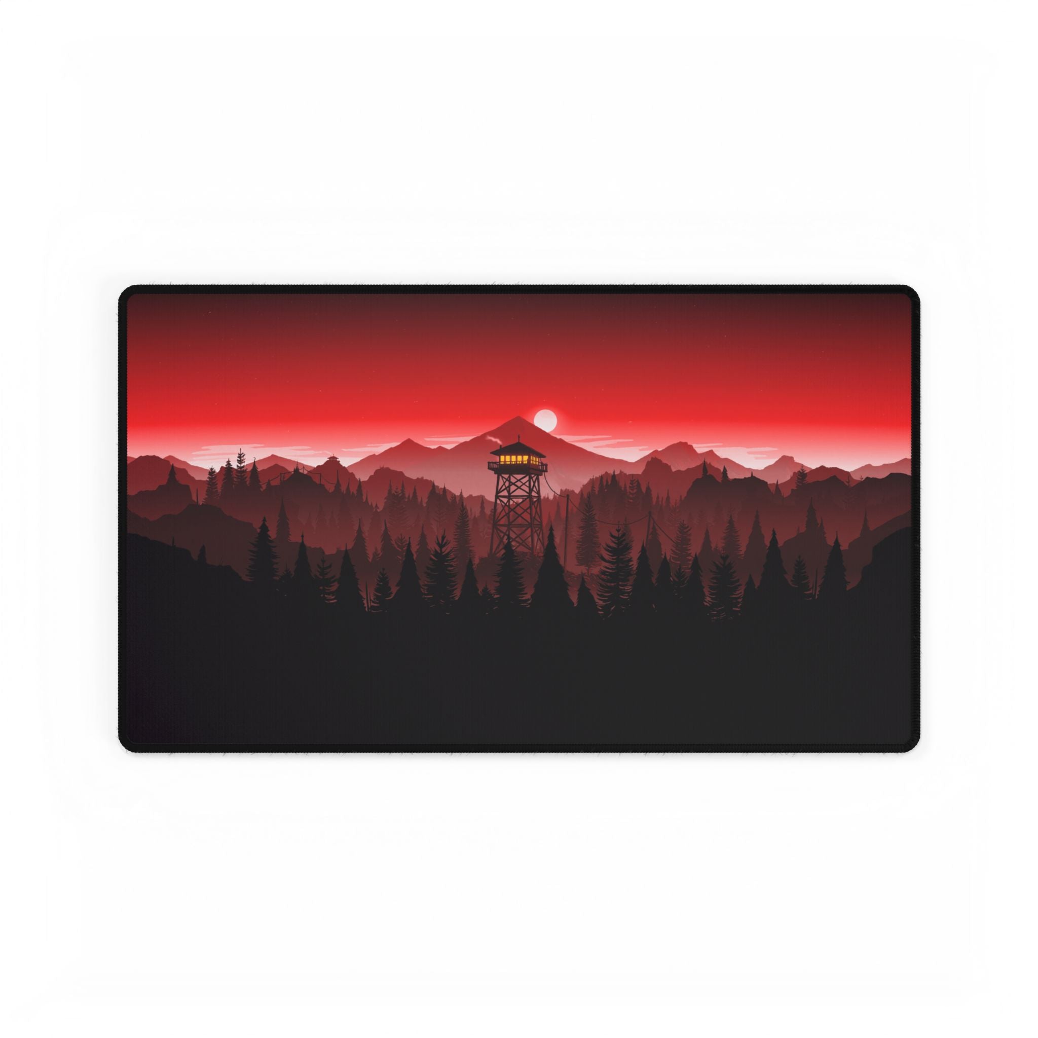 Firewatch Watchtower Landscape Game Desk Mats, Gaming Mouse Pad, Anti-Fray Large Work Mat, Computer Pad, Office Desk Accessories