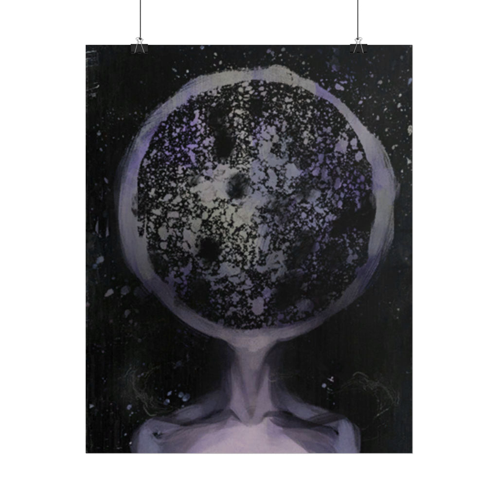 Disco Elysium Inland Empire Surreal Moon Head Rolled Poster | Cosmic Skeleton Wall Decor