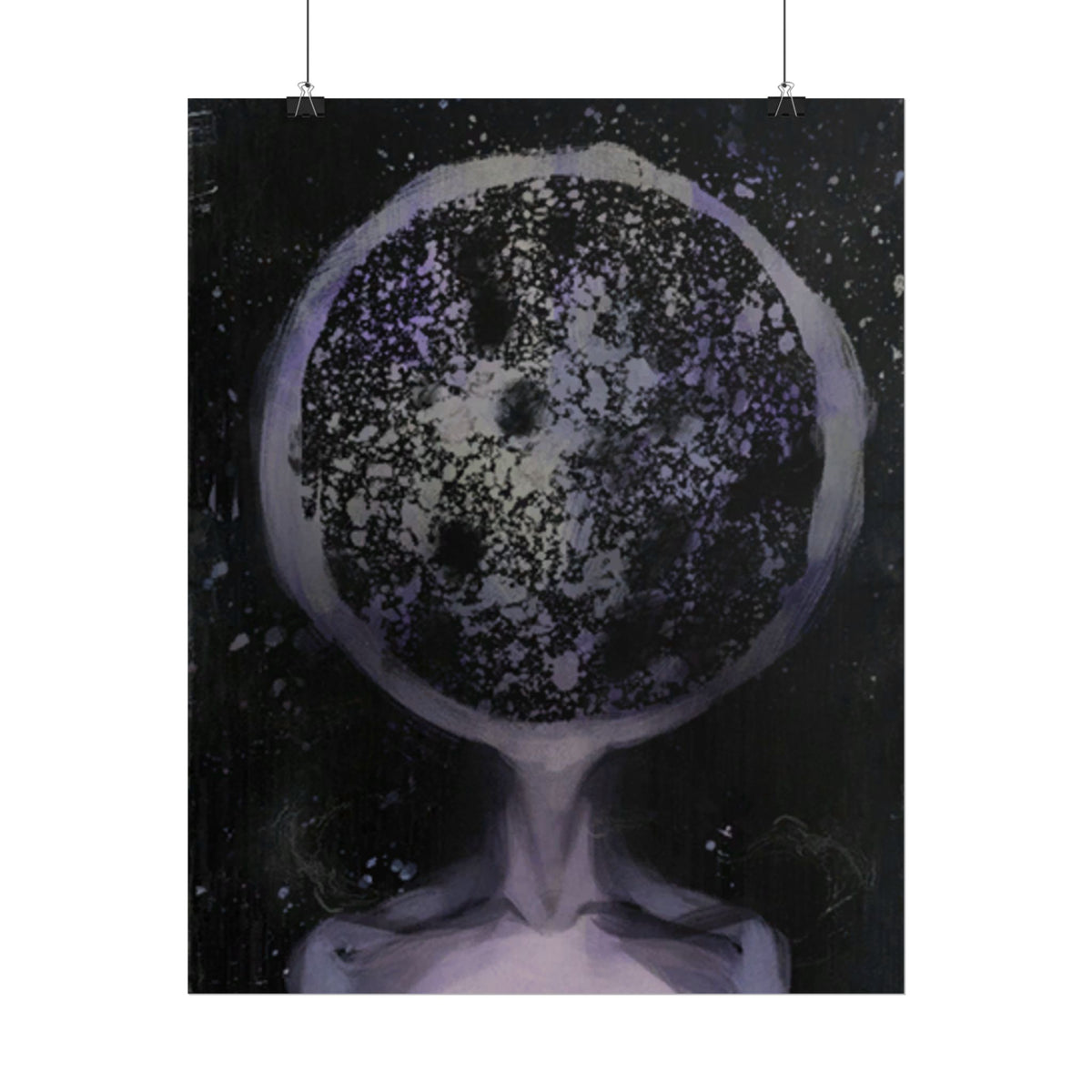 Disco Elysium Inland Empire Surreal Moon Head Rolled Poster | Cosmic Skeleton Wall Decor