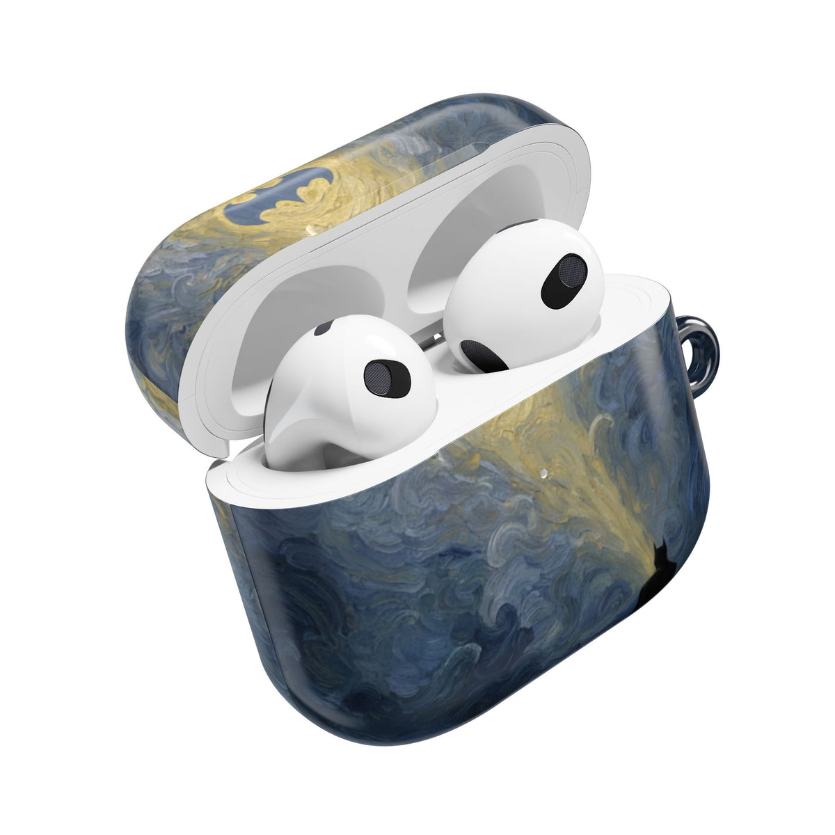 Bat Signal Starry Night AirPods Case, Dark Hero Earbud Cover, Gothic Superhero Inspired AirPod Pro Case, Glossy Full Wrap Gift