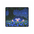 Sleeping Creature in Blue Floral Field Desk Mat | Night Forest Mouse Desk Mat