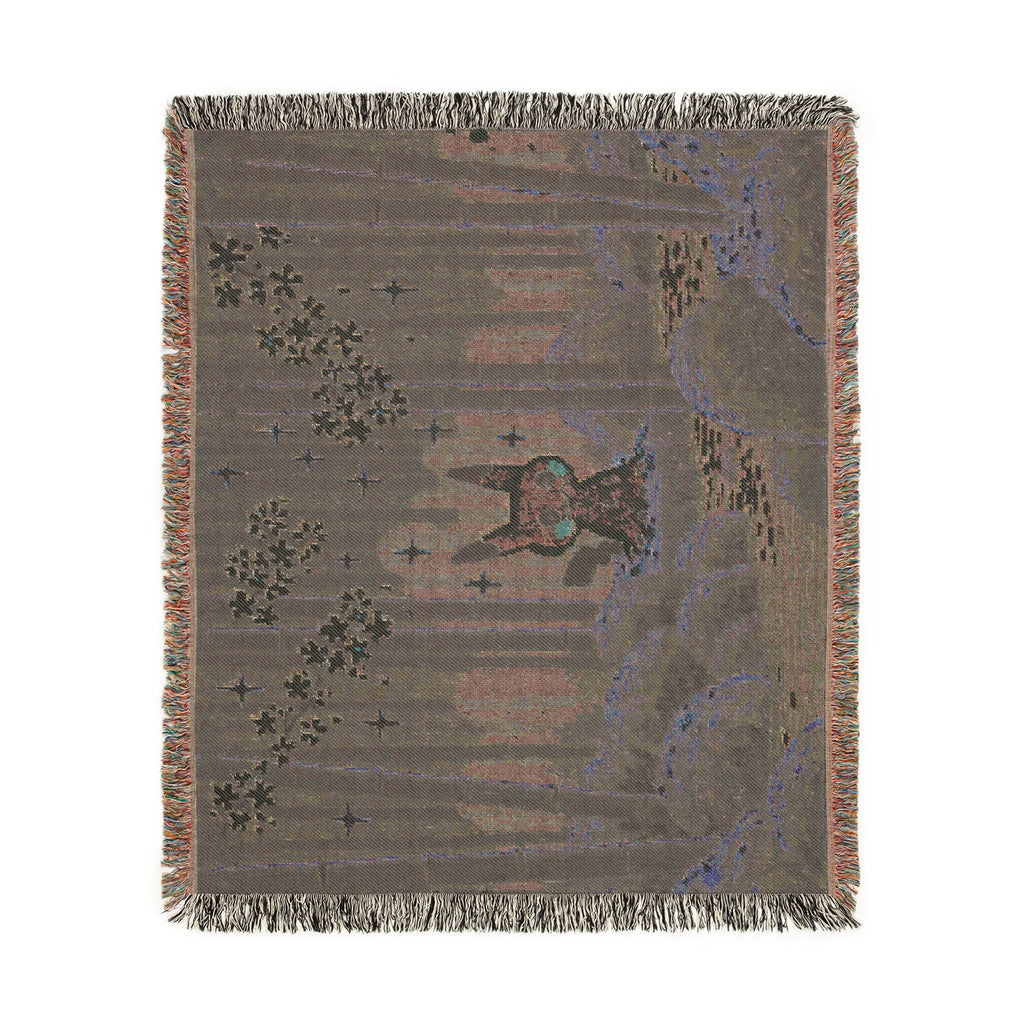 Pixel Forest Bunny Woven Blanket | Starry Night Woodland Throw