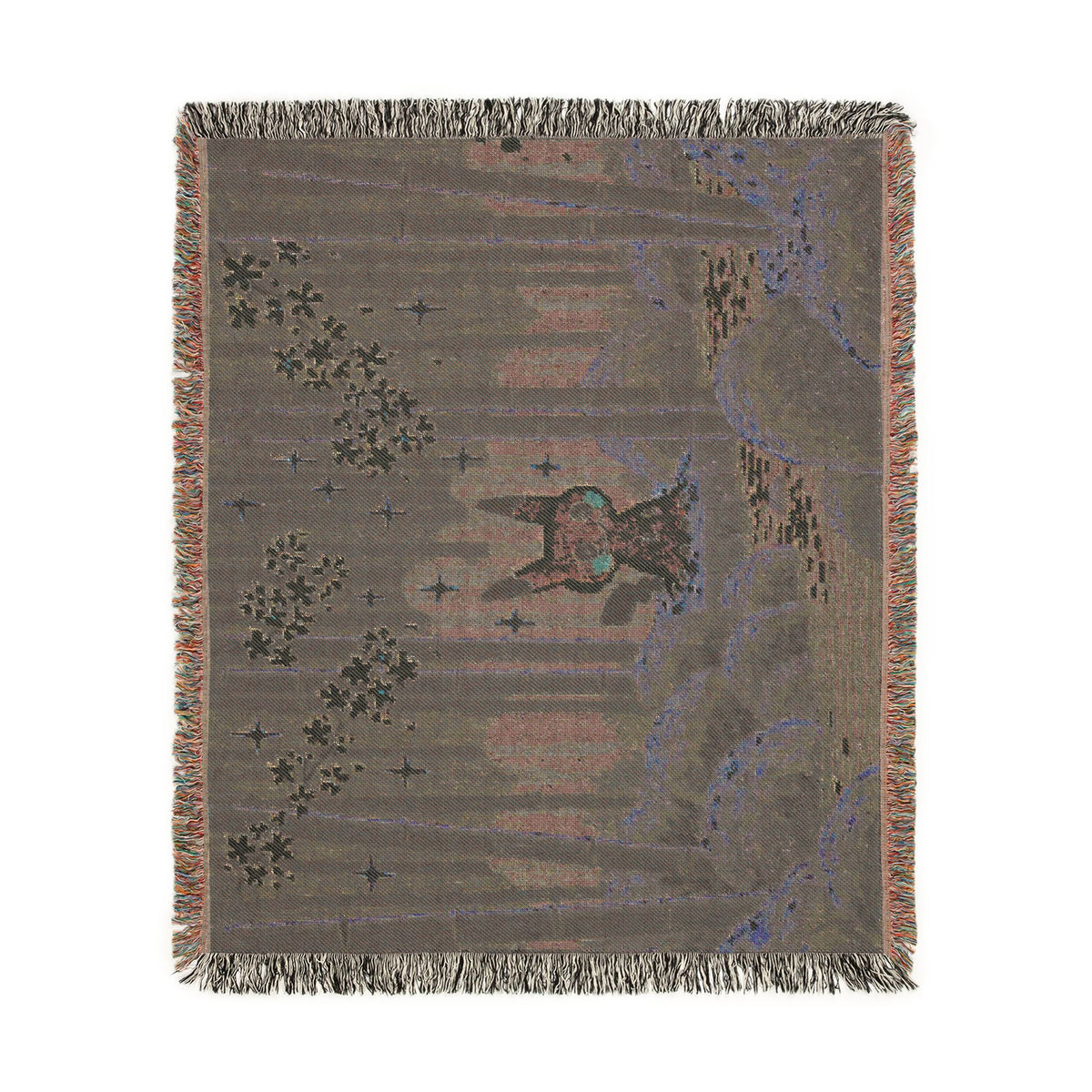 Pixel Forest Bunny Woven Blanket | Starry Night Woodland Throw