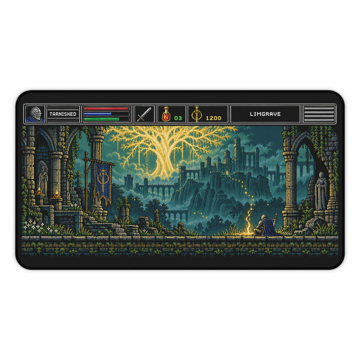Elden Ring Inspired Mouse Pad, Erdtree & Limgrave Pixel Art Desk Mat, Non-Slip Gaming Pad, Tarnished Gift