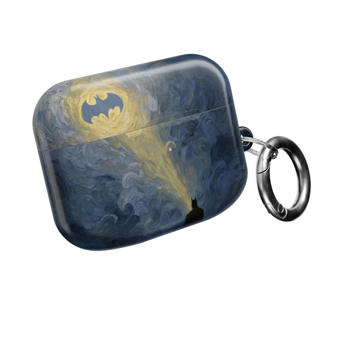 Bat Signal Starry Night AirPods Case, Dark Hero Earbud Cover, Gothic Superhero Inspired AirPod Pro Case, Glossy Full Wrap Gift