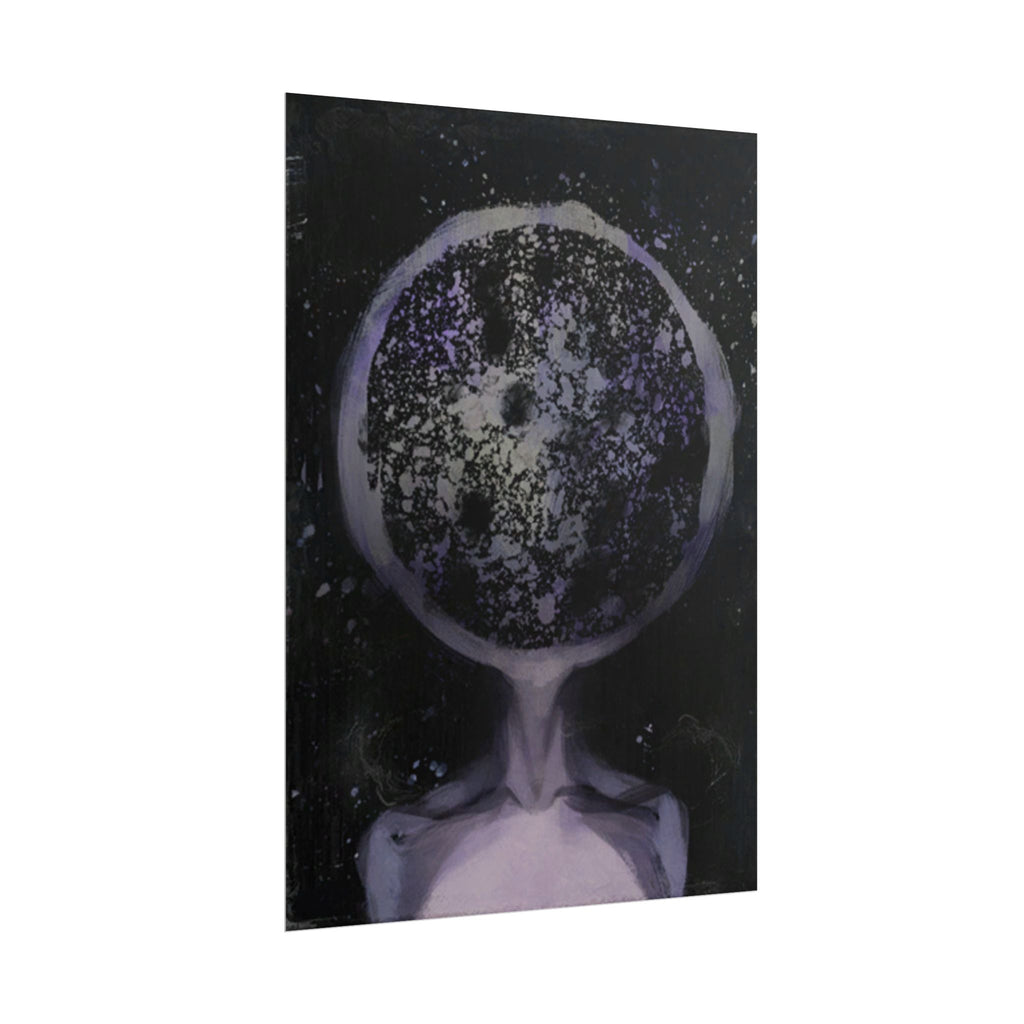 Disco Elysium Inland Empire Surreal Moon Head Rolled Poster | Cosmic Skeleton Wall Decor