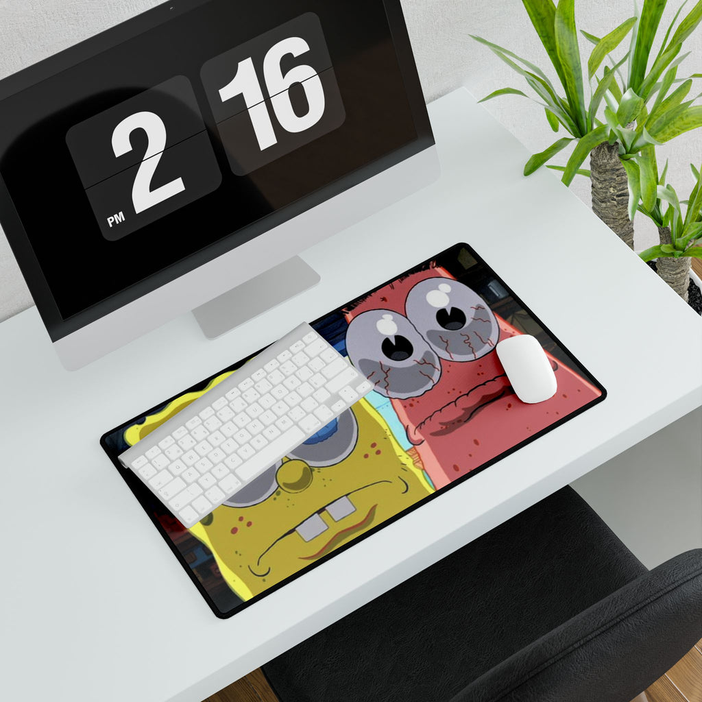 Wide Cartoon Eyes Sponge & Starfish Desk Mat | Large Gaming Mousepad