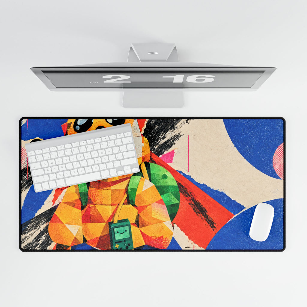 Geometric Adventure Time Cartoon Samurai Desk Mat | Large Gaming Mousepad