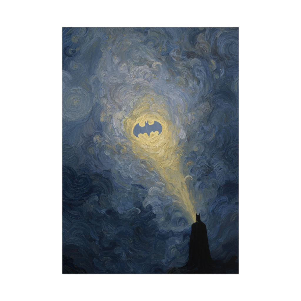 Bat Signal Starry Night Rolled Poster | Night Sky, Lighthouse Silhouette
