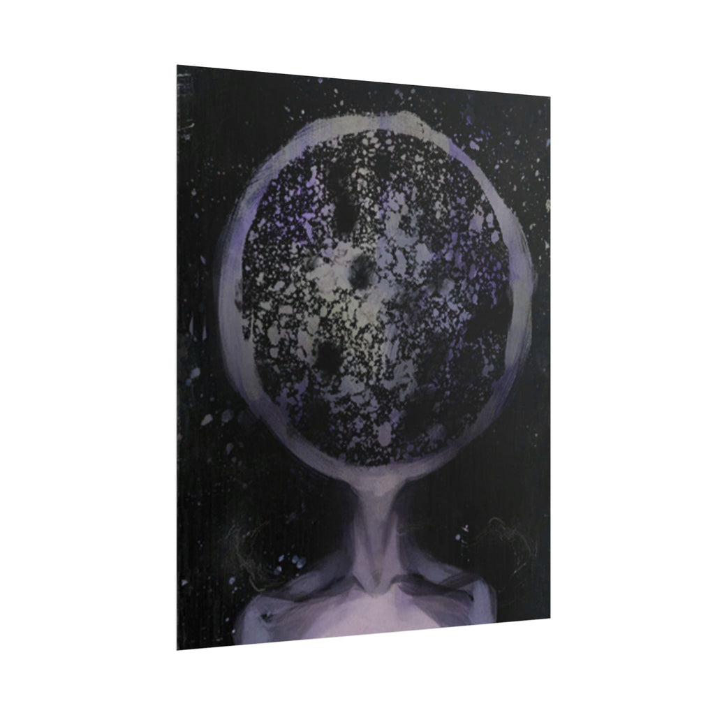 Disco Elysium Inland Empire Surreal Moon Head Rolled Poster | Cosmic Skeleton Wall Decor
