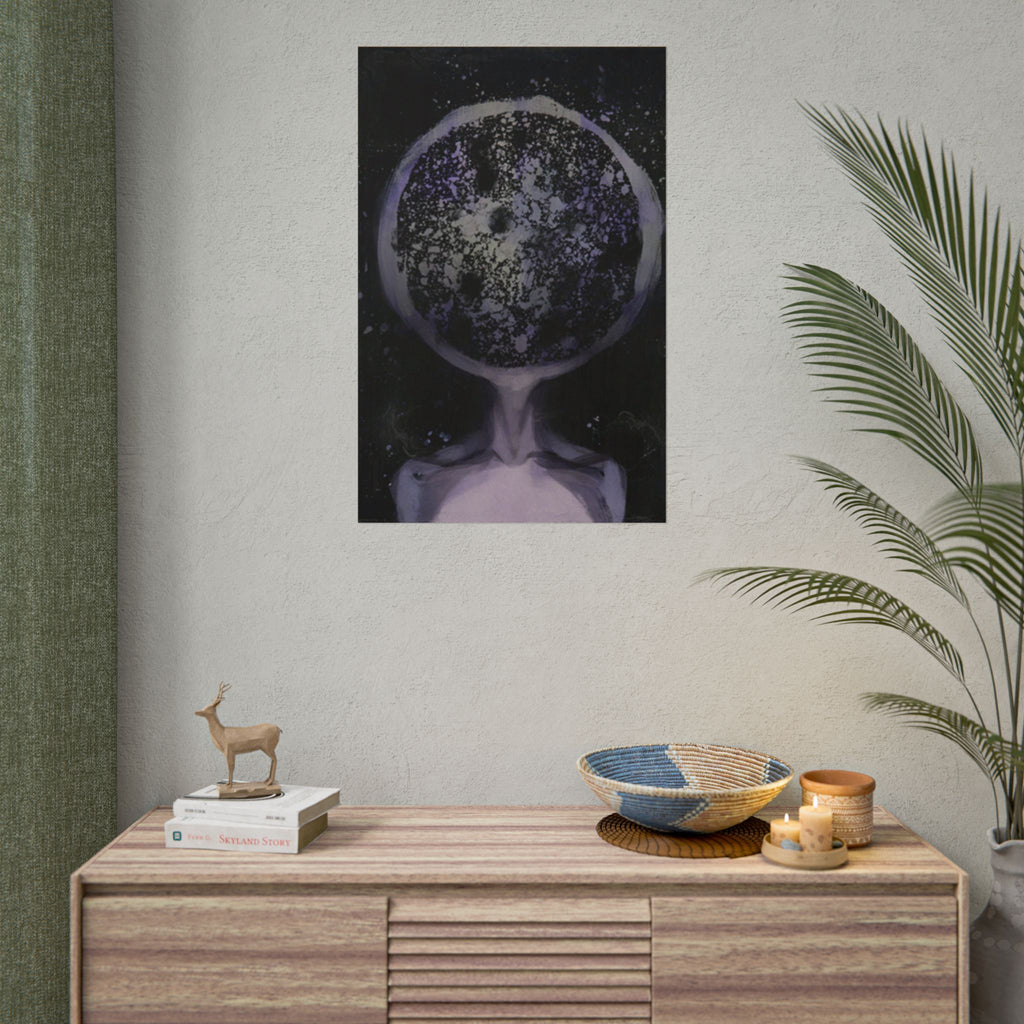 Disco Elysium Inland Empire Surreal Moon Head Rolled Poster | Cosmic Skeleton Wall Decor