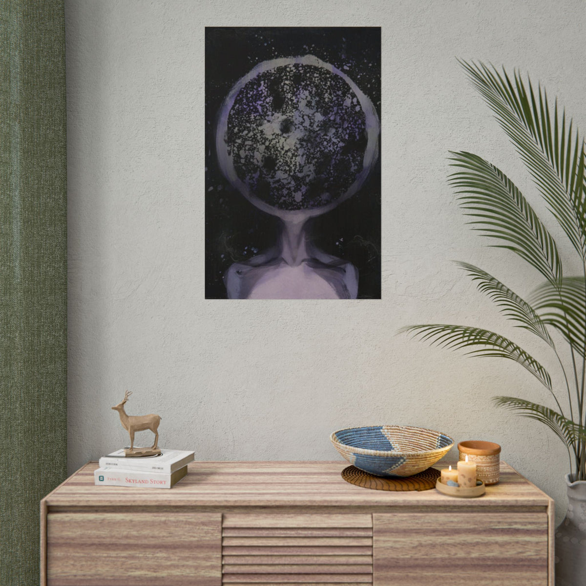 Disco Elysium Inland Empire Surreal Moon Head Rolled Poster | Cosmic Skeleton Wall Decor