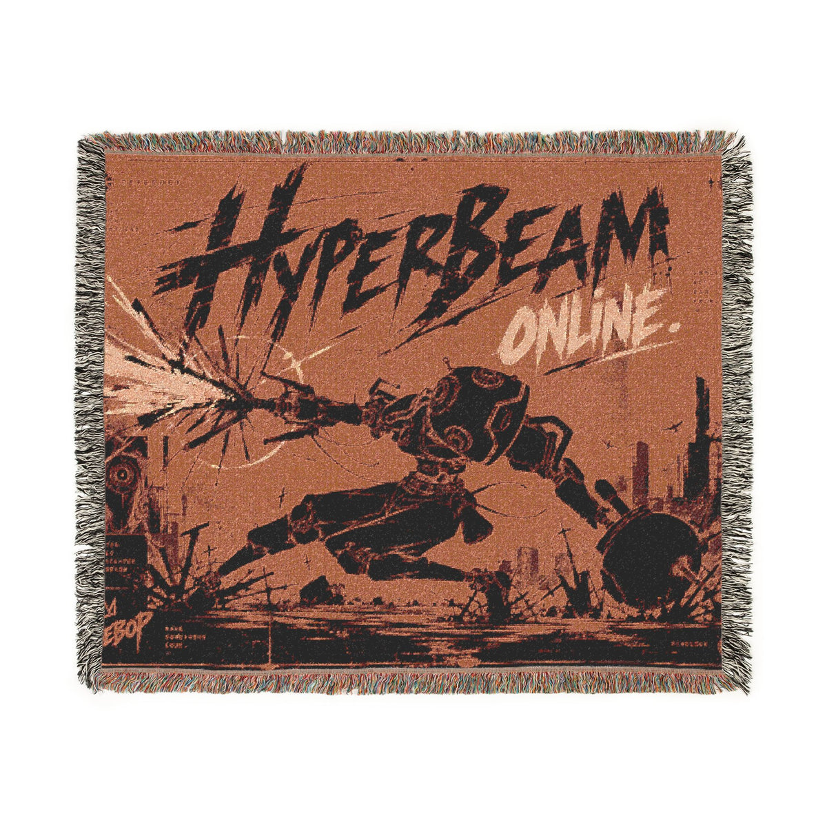 Deadlock Bepop Hyper Beam Woven Blanket, 100% Cotton Throw with Fringe, Vintage Gaming Decor, Gamer Gift
