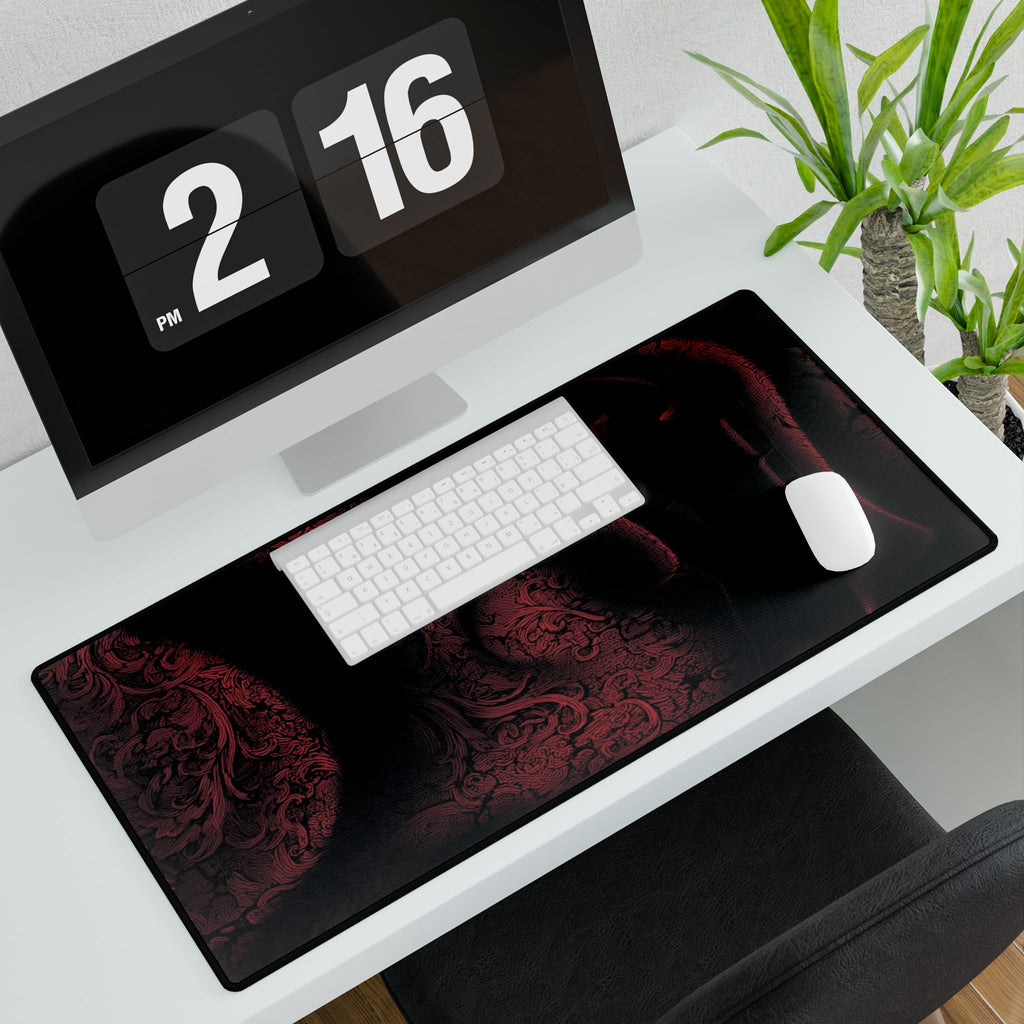 Red Velvet Oni Pattern Desk Mat | Large Gaming Mousepad