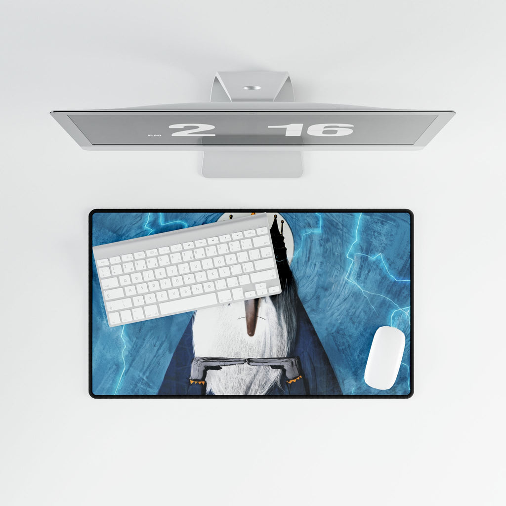 Penguin King illustration Desk Mat | Gaming Mousepad, Lightning Background