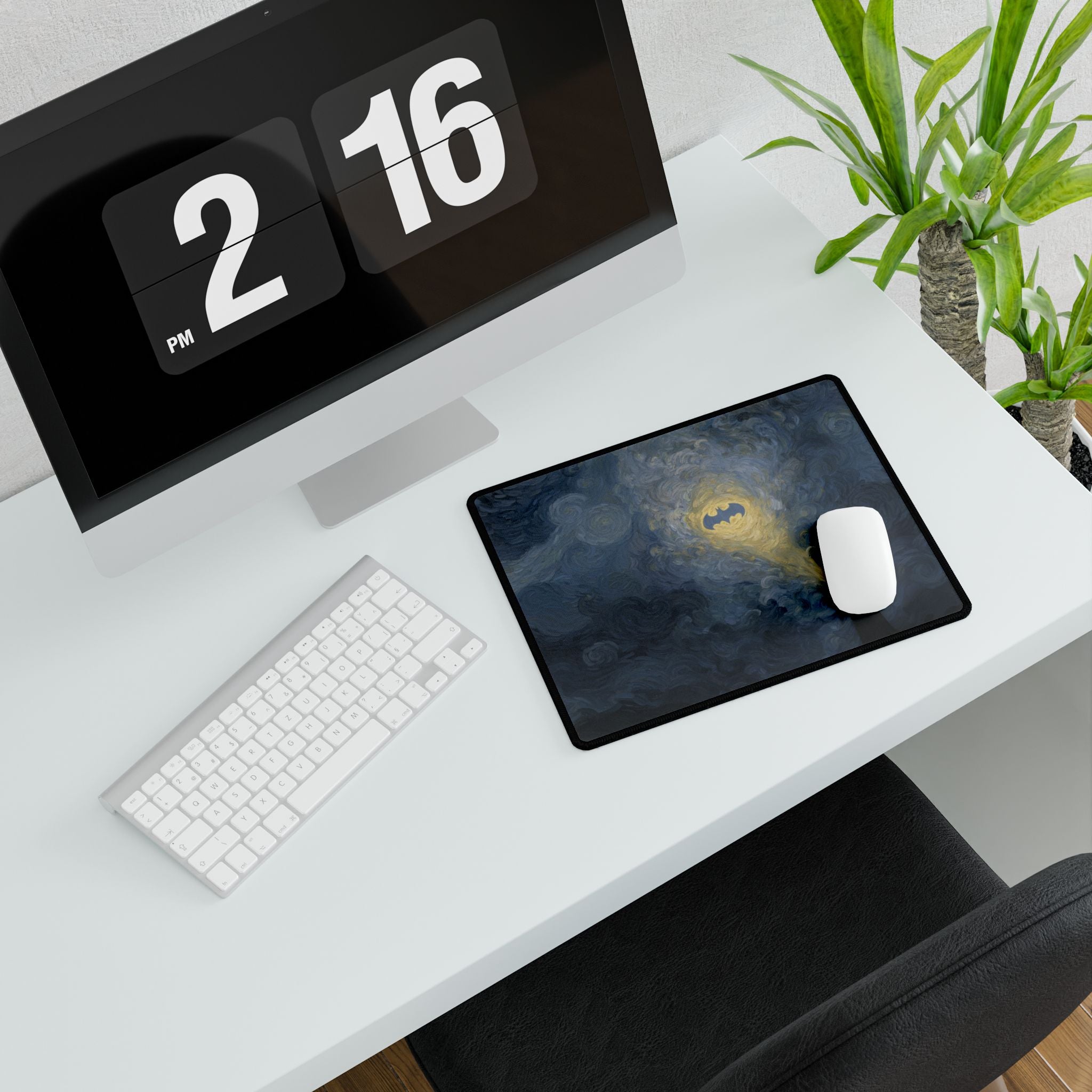 Starry Night Bat Signal Gaming & Office Mouse Pad | XL DC Desk Mat