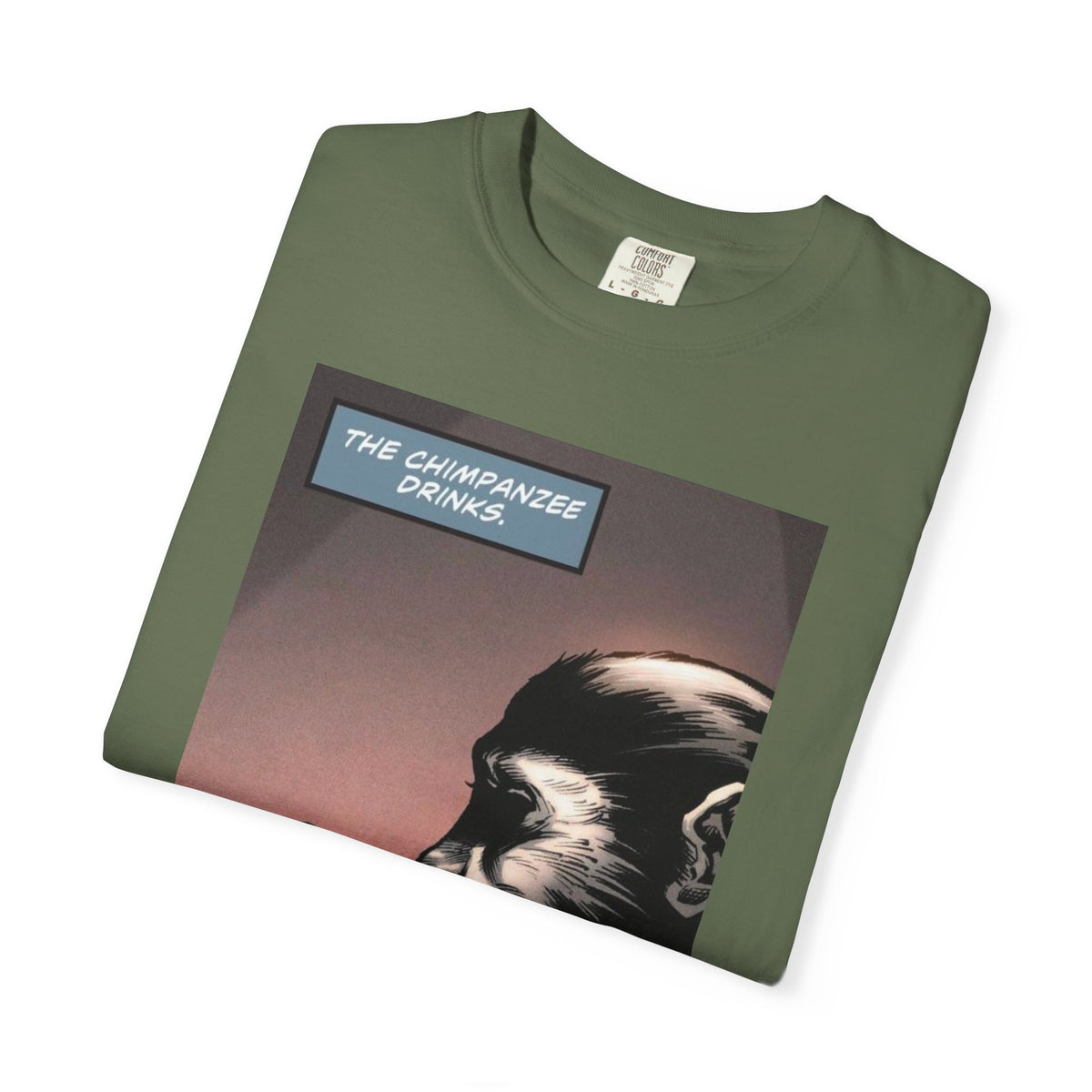 Chimpanzee Drinking Whiskey T-Shirt | Retro Comic Ape Illustration