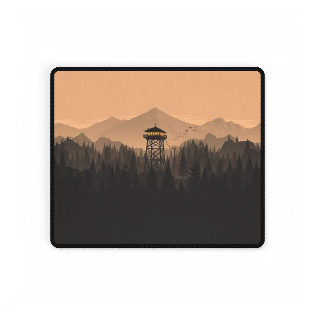 Forest Fire Watch Desk Mat — Mountain Silhouette Desk Pad Personalized Gifts