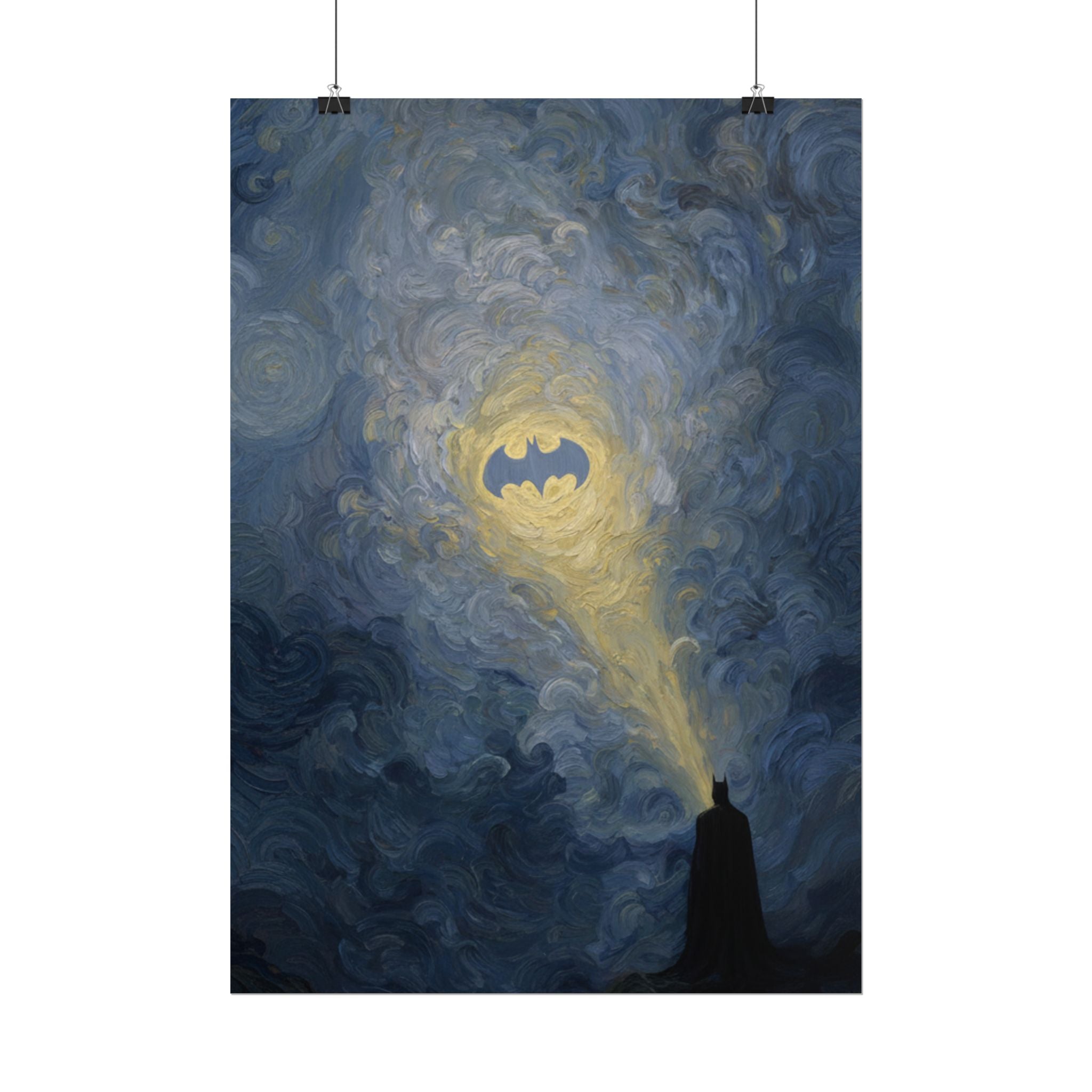 Bat Signal Starry Night Rolled Poster | Night Sky, Lighthouse Silhouette
