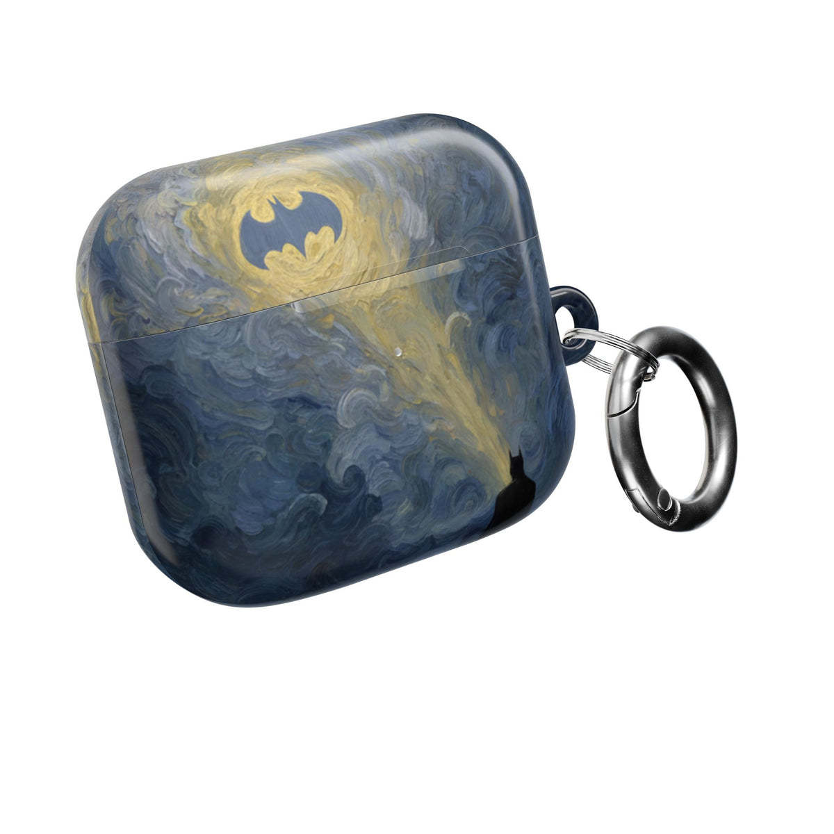 Bat Signal Starry Night AirPods Case, Dark Hero Earbud Cover, Gothic Superhero Inspired AirPod Pro Case, Glossy Full Wrap Gift