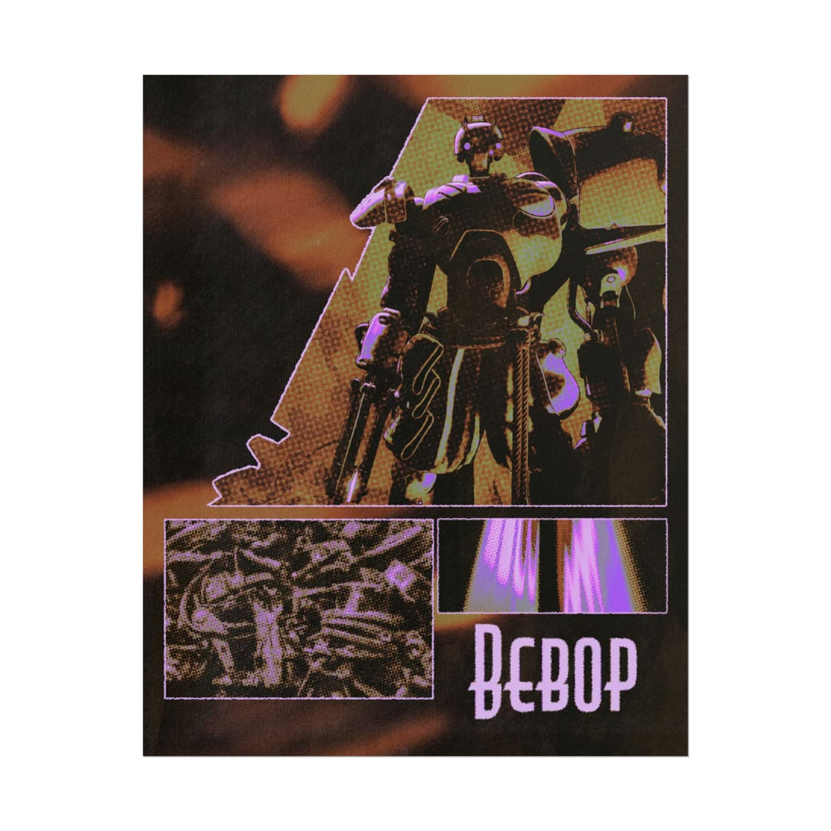 Bebop Deadlock Robot Poster Rolled Posters | Cyberpunk Mech Art, Neon Collage