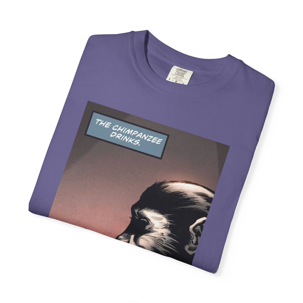 Chimpanzee Drinking Whiskey T-Shirt | Retro Comic Ape Illustration