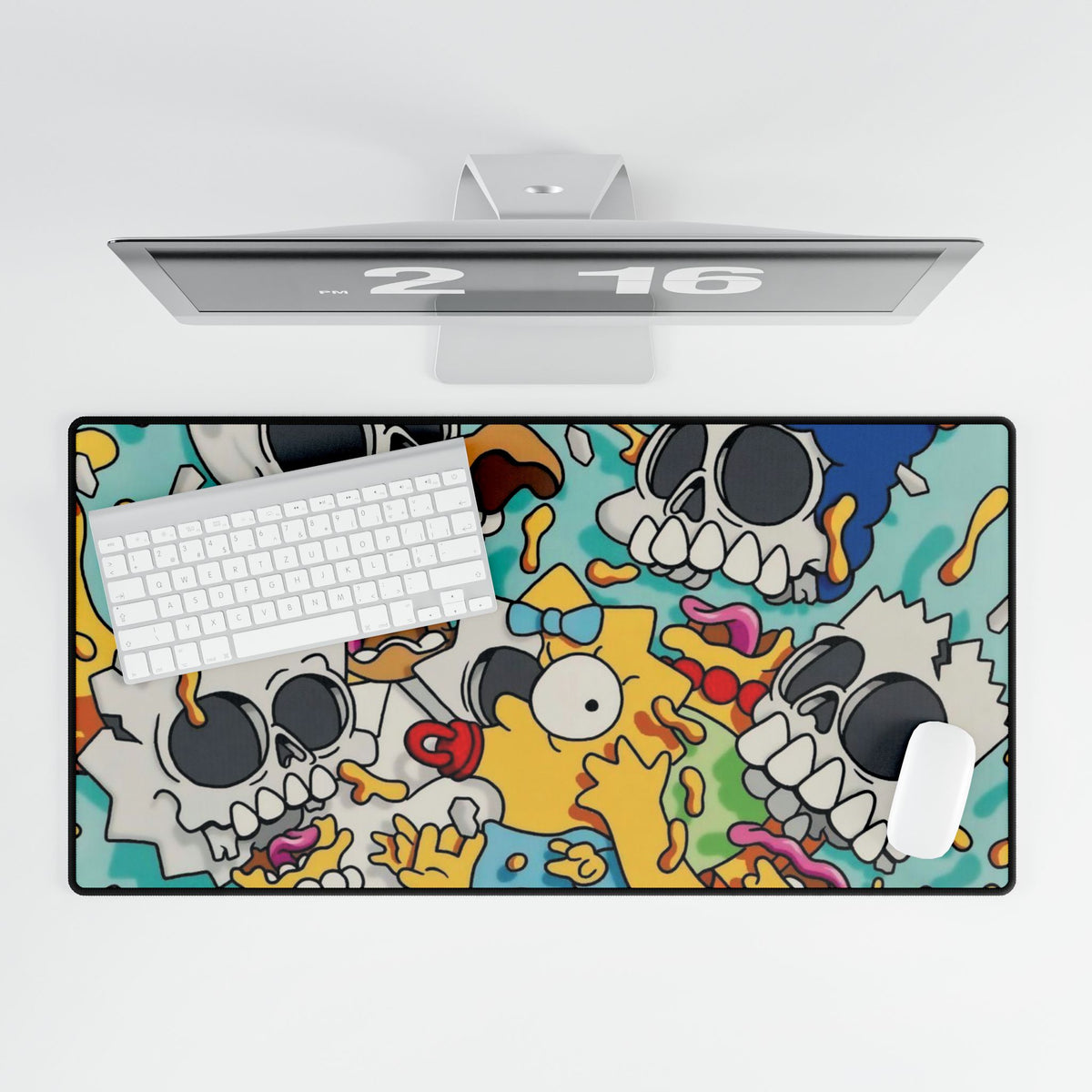 Cartoon Skull Mashup Desk Mat | Colorful Horror Pop Art