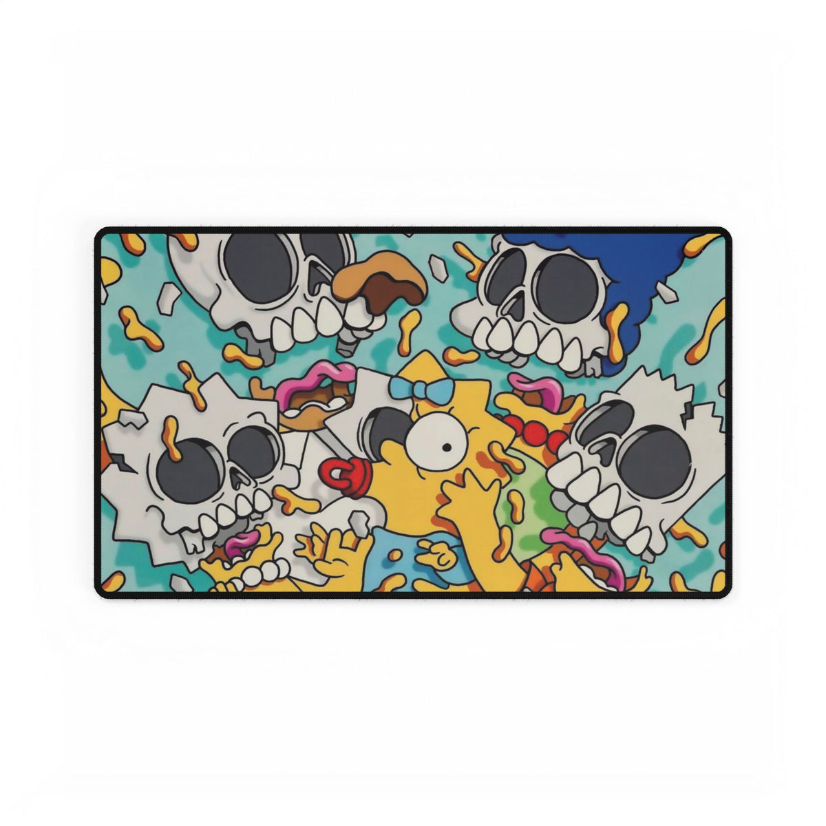 Cartoon Skull Mashup Desk Mat | Colorful Horror Pop Art