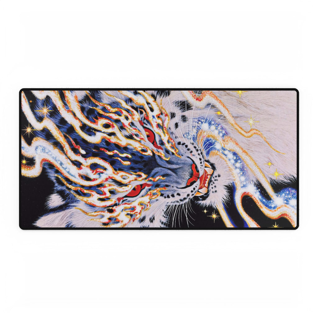 Flaming Tiger Head Desk Mat | Large Gaming Mousepad