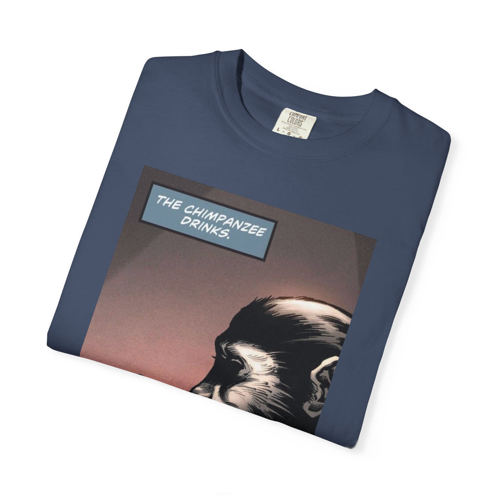 Chimpanzee Drinking Whiskey T-Shirt | Retro Comic Ape Illustration