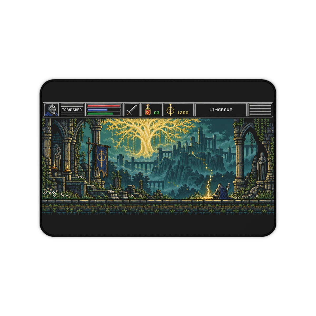 Elden Ring Inspired Mouse Pad, Erdtree & Limgrave Pixel Art Desk Mat, Non-Slip Gaming Pad, Tarnished Gift