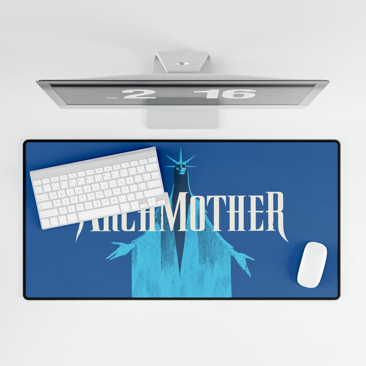 Deadlock Archmother Desk Mat, Blue Gothic Fantasy Mouse Pad, Non-Slip Gaming Desk Pad, Stitched Edges, 3 Sizes