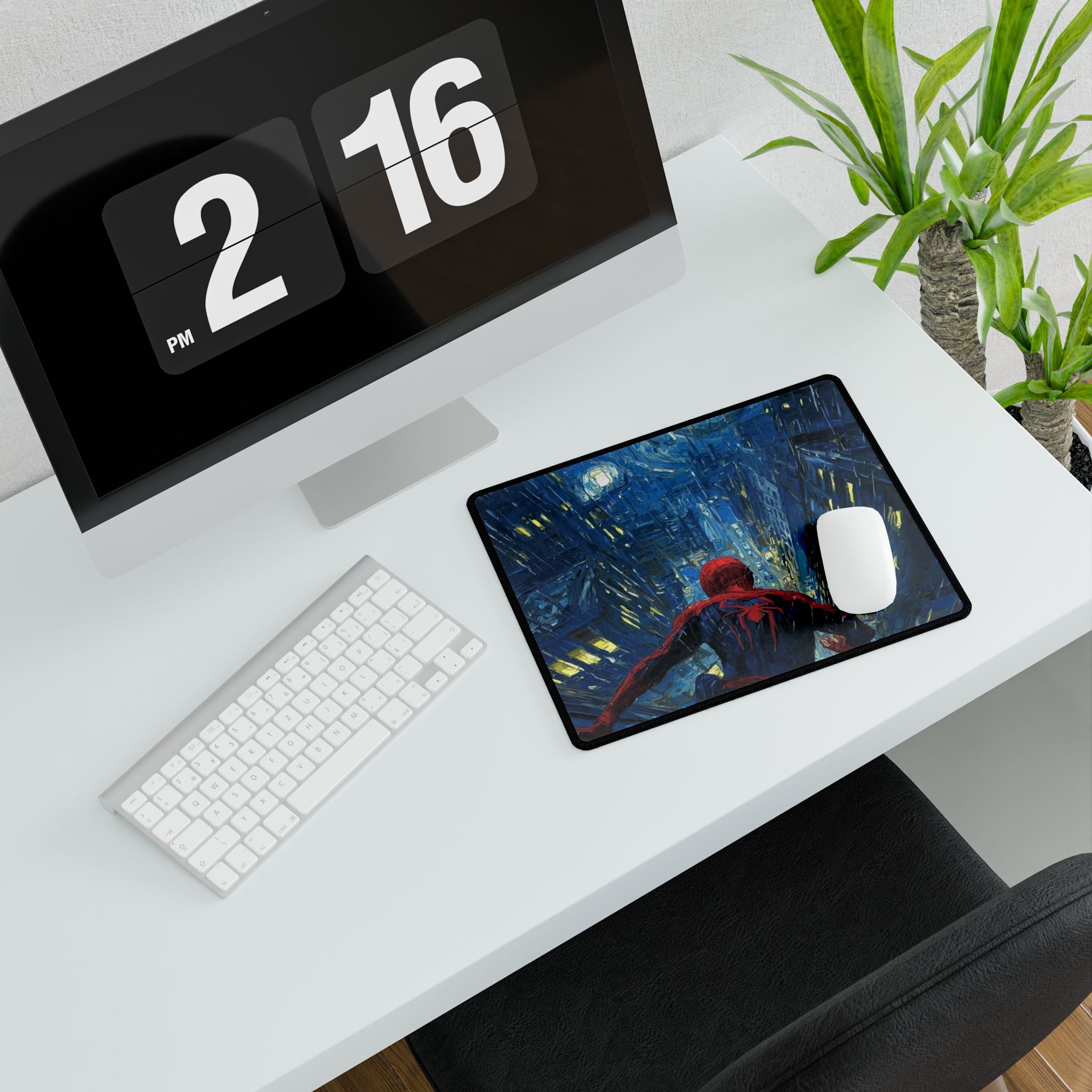 Starry City Night Spider-Hero Desk Mat | XL Superhero Gaming Mousepad