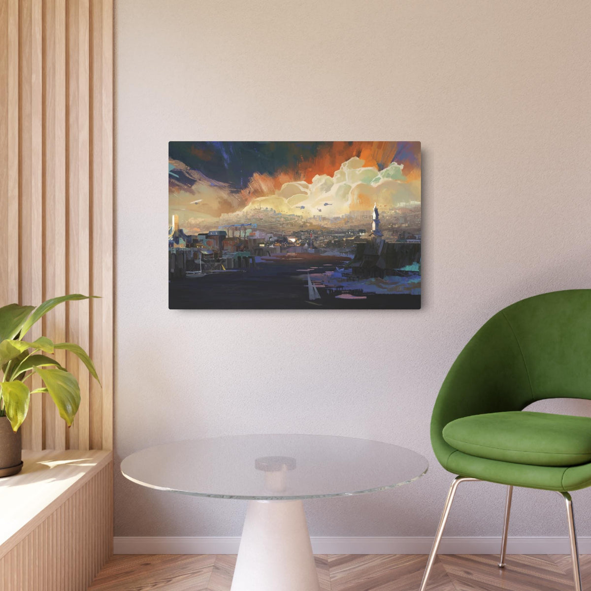 Sunset Harbor Disco Elysium, Revachol Metal Art Sign | Coastal Skyline Wall Decor